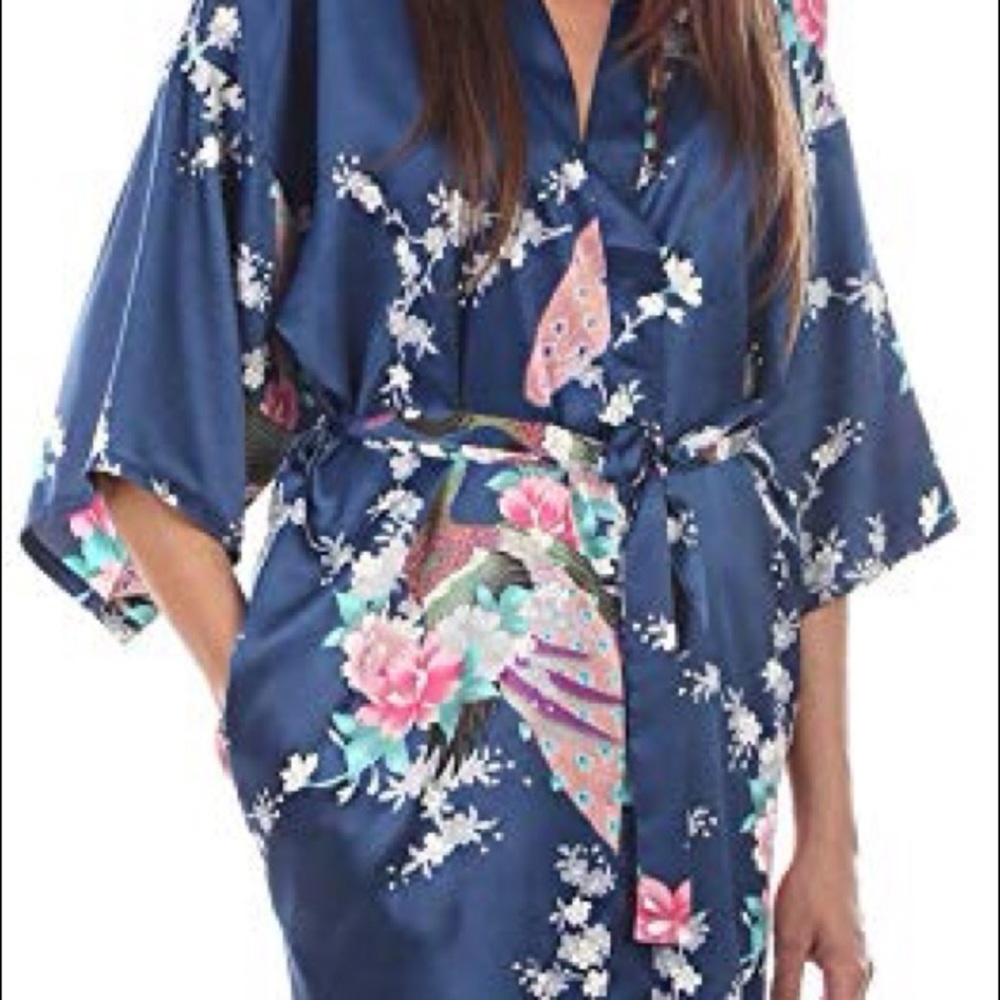 Blue floral (bridesmaid) robe